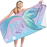 HKM-239955 Microfiber Mermaid-Print Bath Towel - Quick-Drying & Lightweight Rectangular Design