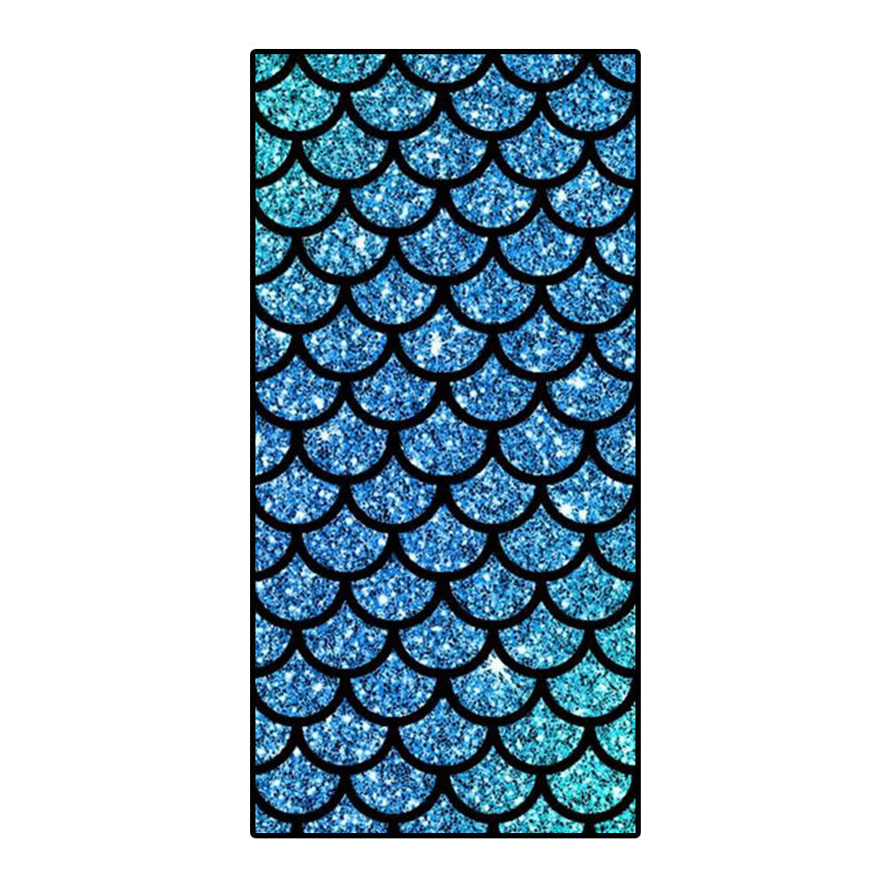 KTX-239955 Microfiber Mermaid-Print Bath Towel - Quick-Drying & Lightweight Rectangular Design