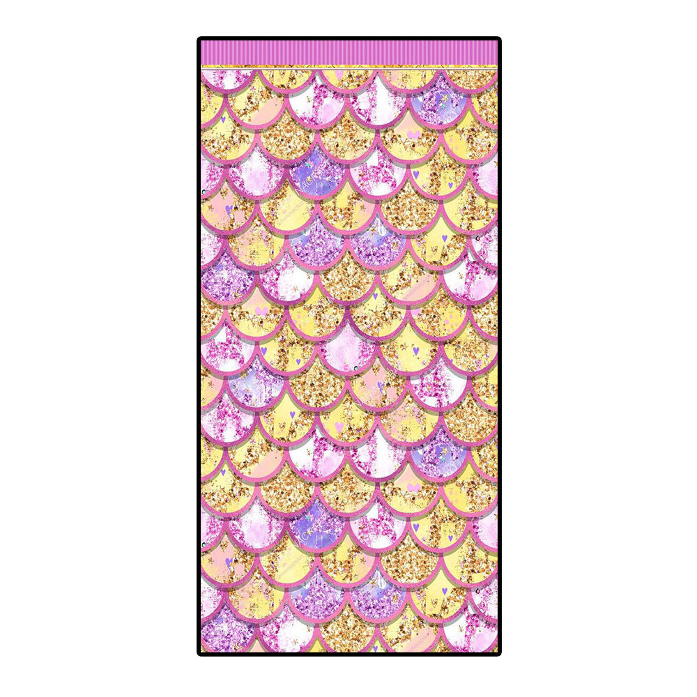 KTX-239955 Microfiber Mermaid-Print Bath Towel - Quick-Drying & Lightweight Rectangular Design