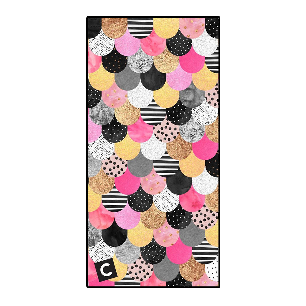 KTX-239955 Microfiber Mermaid-Print Bath Towel - Quick-Drying & Lightweight Rectangular Design