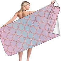 HKM-239955 Microfiber Mermaid-Print Bath Towel - Quick-Drying & Lightweight Rectangular Design