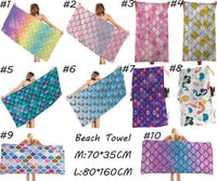 HKM-239955 Microfiber Mermaid-Print Bath Towel - Quick-Drying & Lightweight Rectangular Design