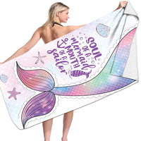 HKM-239955 Microfiber Mermaid-Print Bath Towel - Quick-Drying & Lightweight Rectangular Design