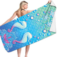 HKM-239955 Microfiber Mermaid-Print Bath Towel - Quick-Drying & Lightweight Rectangular Design
