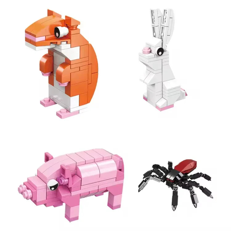 Animal Building Block Set - Customizable Plastic Bricks for Kids, Includes 50 Pieces, Suitable for Ages 2 and Up