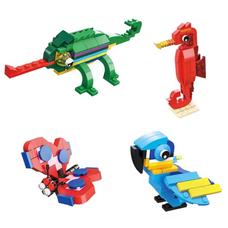 Animal Building Block Set - Customizable Plastic Bricks for Kids, Includes 50 Pieces, Suitable for Ages 2 and Up
