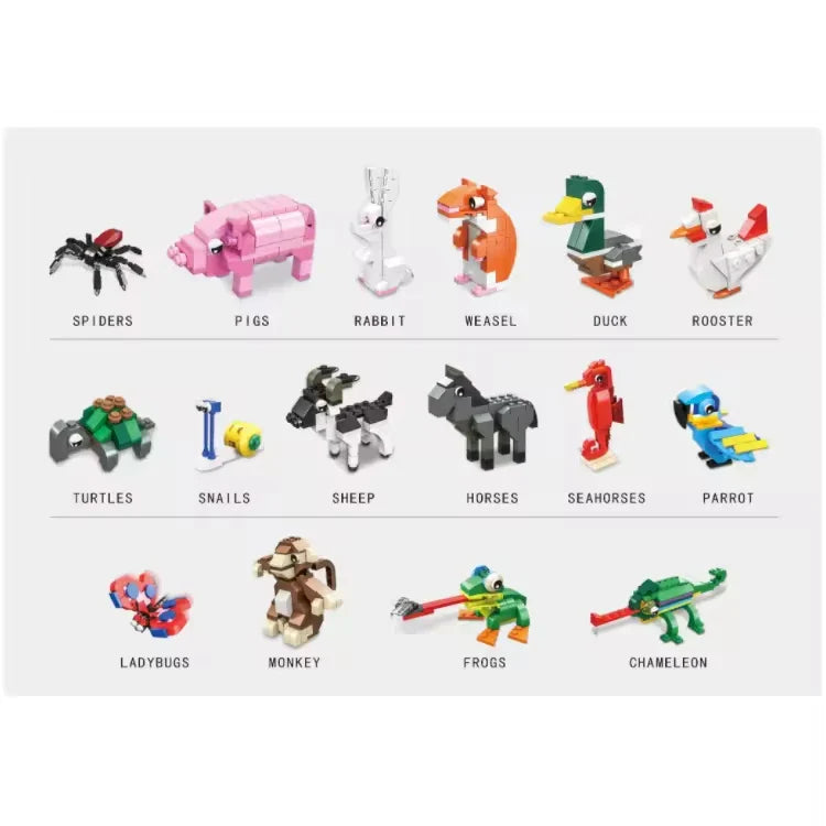 Animal Building Block Set - Customizable Plastic Bricks for Kids, Includes 50 Pieces, Suitable for Ages 2 and Up