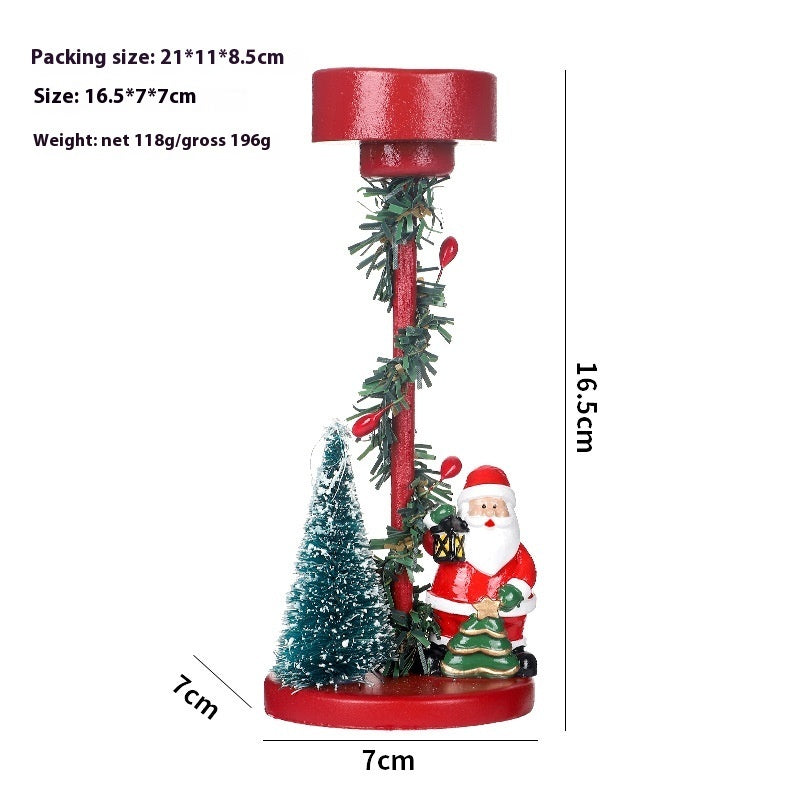 HKM-240147 Resin Christmas Tree Candle Holders Featuring Reindeer, Santa Claus, and Snowman Designs