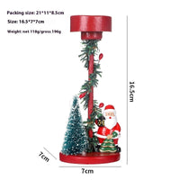 HKM-240147 Resin Christmas Tree Candle Holders Featuring Reindeer, Santa Claus, and Snowman Designs