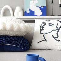 HKM-240339 Navy Blue Round Plush Pillow Cushion for Living Room - 45*45CM