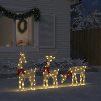 HKM-240339 Set of 3 LED Lighted Reindeer Decorations with Warm White Lights for Holiday Displays