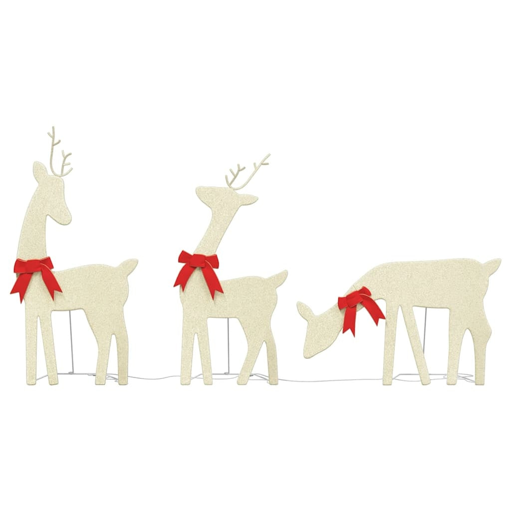 HKM-240339 Set of 3 LED Lighted Reindeer Decorations with Warm White Lights for Holiday Displays