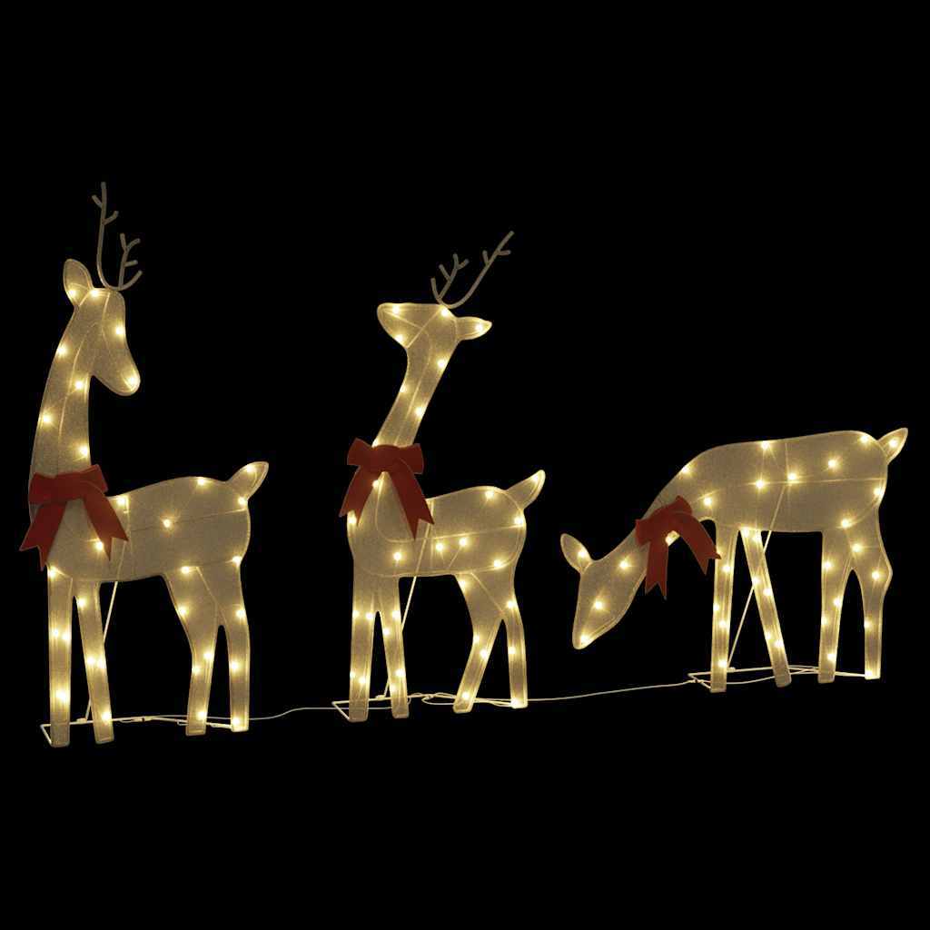 HKM-240339 Set of 3 LED Lighted Reindeer Decorations with Warm White Lights for Holiday Displays
