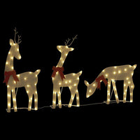 HKM-240339 Set of 3 LED Lighted Reindeer Decorations with Warm White Lights for Holiday Displays