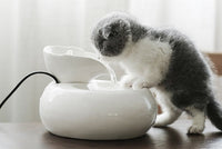 HKM-240403 Automatic Ceramic Cat Water Dispenser in White and Pink with Fine Filtration System