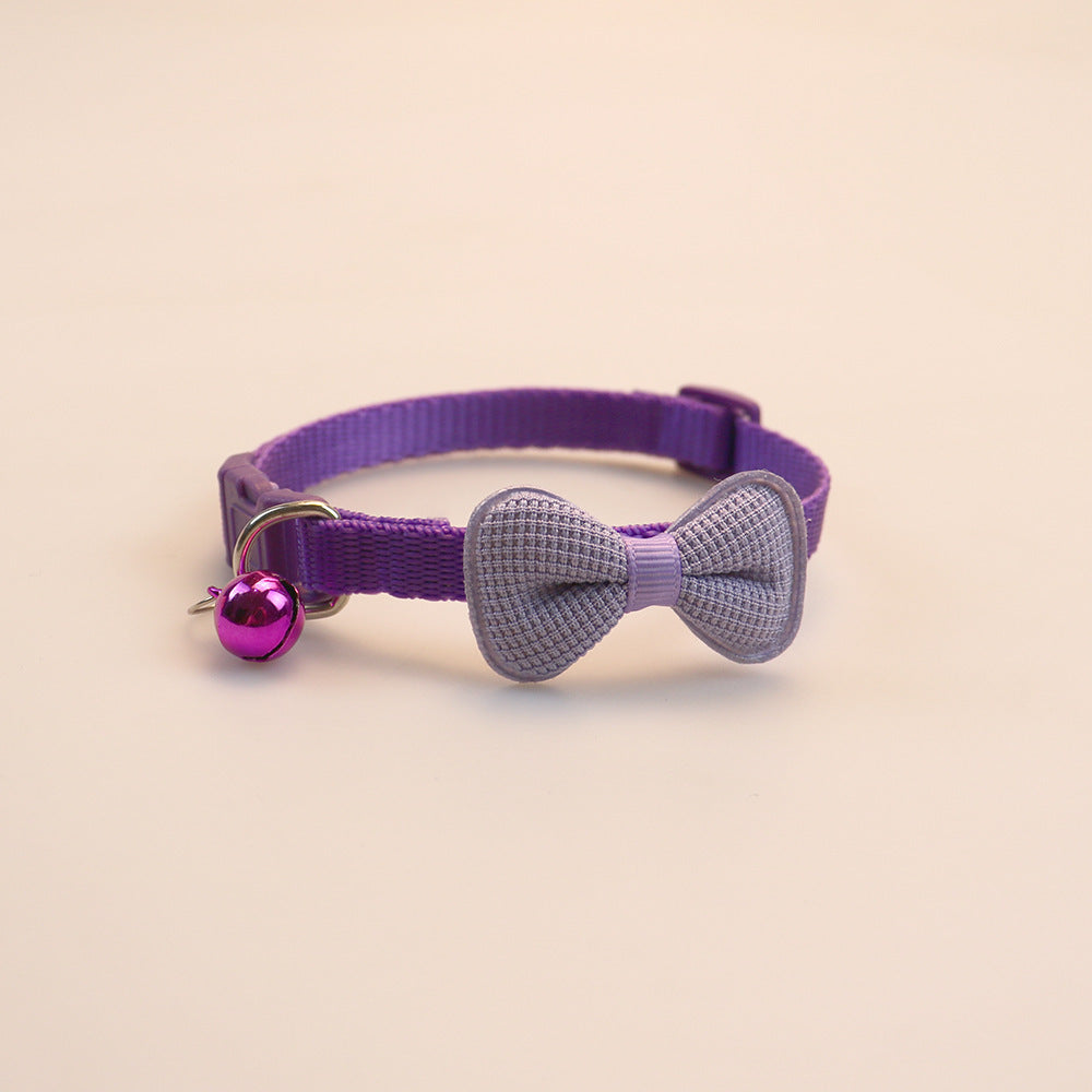 HKM-240403 Cute Bowknot Cotton-Filled Pet Collar in Various Colors