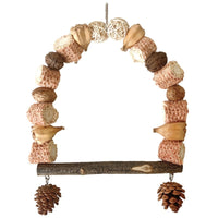 HKM-240467 Wooden Parrot Swing Stand with Natural Log for Perched Playtime - Small and Large Sizes Available