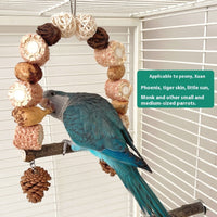 HKM-240467 Wooden Parrot Swing Stand with Natural Log for Perched Playtime - Small and Large Sizes Available
