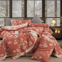 HKM-240531 Cotton Yarn-Dyed Double-Layer Quilt Cover Set with Bed Sheet and Pillowcases