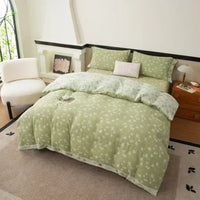HKM-240531 Cotton Yarn-Dyed Double-Layer Quilt Cover Set with Bed Sheet and Pillowcases