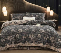 HKM-240531 Cotton Yarn-Dyed Double-Layer Quilt Cover Set with Bed Sheet and Pillowcases