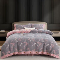 HKM-240531 Cotton Yarn-Dyed Double-Layer Quilt Cover Set with Bed Sheet and Pillowcases