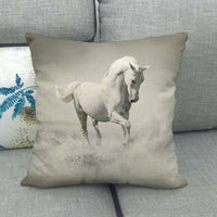 HKM-240595 Flax Digital Printed Horse Pattern Pillowcase, American Country Style, 45cm x 45cm, PP Cotton Filling, Linen Material