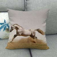 HKM-240595 Flax Digital Printed Horse Pattern Pillowcase, American Country Style, 45cm x 45cm, PP Cotton Filling, Linen Material