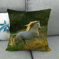 HKM-240595 Flax Digital Printed Horse Pattern Pillowcase, American Country Style, 45cm x 45cm, PP Cotton Filling, Linen Material