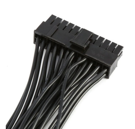 HKM-240723 Dual Power Supply Extension Cord with 24PIN Connector - 0.3M Black Cable