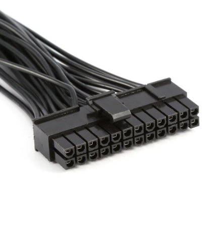 HKM-240723 Dual Power Supply Extension Cord with 24PIN Connector - 0.3M Black Cable