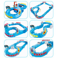 HKM-240787 Water Race Track with Speed Boat Toys for Indoor Electric Fishing Game, Suitable for Kids 2-4 Years