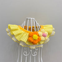 HKM-240851 Cute Pet Bib Collar with Saliva Towel in Blue and Orange Macaron Colors, Size XS to XL