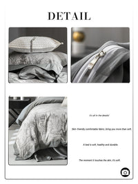 HKM-240851 Tencel Yarn Weaving Jacquard Grey 4-Piece Bedding Set