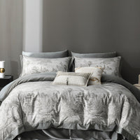 HKM-240851 Tencel Yarn Weaving Jacquard Grey 4-Piece Bedding Set
