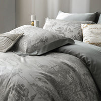 HKM-240851 Tencel Yarn Weaving Jacquard Grey 4-Piece Bedding Set