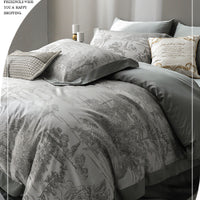HKM-240851 Tencel Yarn Weaving Jacquard Grey 4-Piece Bedding Set
