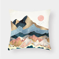 HKM-240915 Landscape Plush Lumbar Cushion Cover - Decorative Pillow 45x45cm