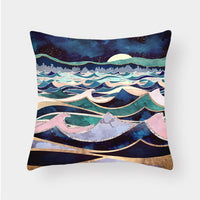 HKM-240915 Landscape Plush Lumbar Cushion Cover - Decorative Pillow 45x45cm