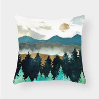 HKM-240915 Landscape Plush Lumbar Cushion Cover - Decorative Pillow 45x45cm