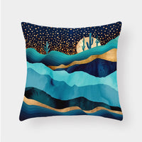 HKM-240915 Landscape Plush Lumbar Cushion Cover - Decorative Pillow 45x45cm