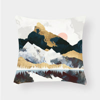 HKM-240915 Landscape Plush Lumbar Cushion Cover - Decorative Pillow 45x45cm