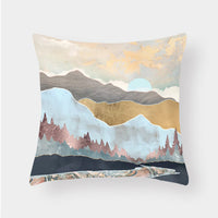 HKM-240915 Landscape Plush Lumbar Cushion Cover - Decorative Pillow 45x45cm