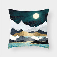 HKM-240915 Landscape Plush Lumbar Cushion Cover - Decorative Pillow 45x45cm