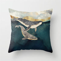 HKM-240915 Landscape Plush Lumbar Cushion Cover - Decorative Pillow 45x45cm