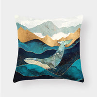 HKM-240915 Landscape Plush Lumbar Cushion Cover - Decorative Pillow 45x45cm