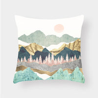 HKM-240915 Landscape Plush Lumbar Cushion Cover - Decorative Pillow 45x45cm