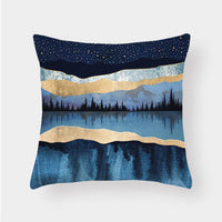 HKM-240915 Landscape Plush Lumbar Cushion Cover - Decorative Pillow 45x45cm