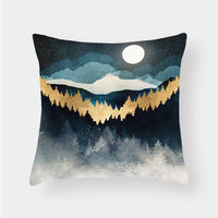 HKM-240915 Landscape Plush Lumbar Cushion Cover - Decorative Pillow 45x45cm