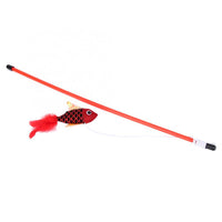 HKM-241171 Interactive Fish Pattern Cat Toy Stick with Soft Flannelette Material